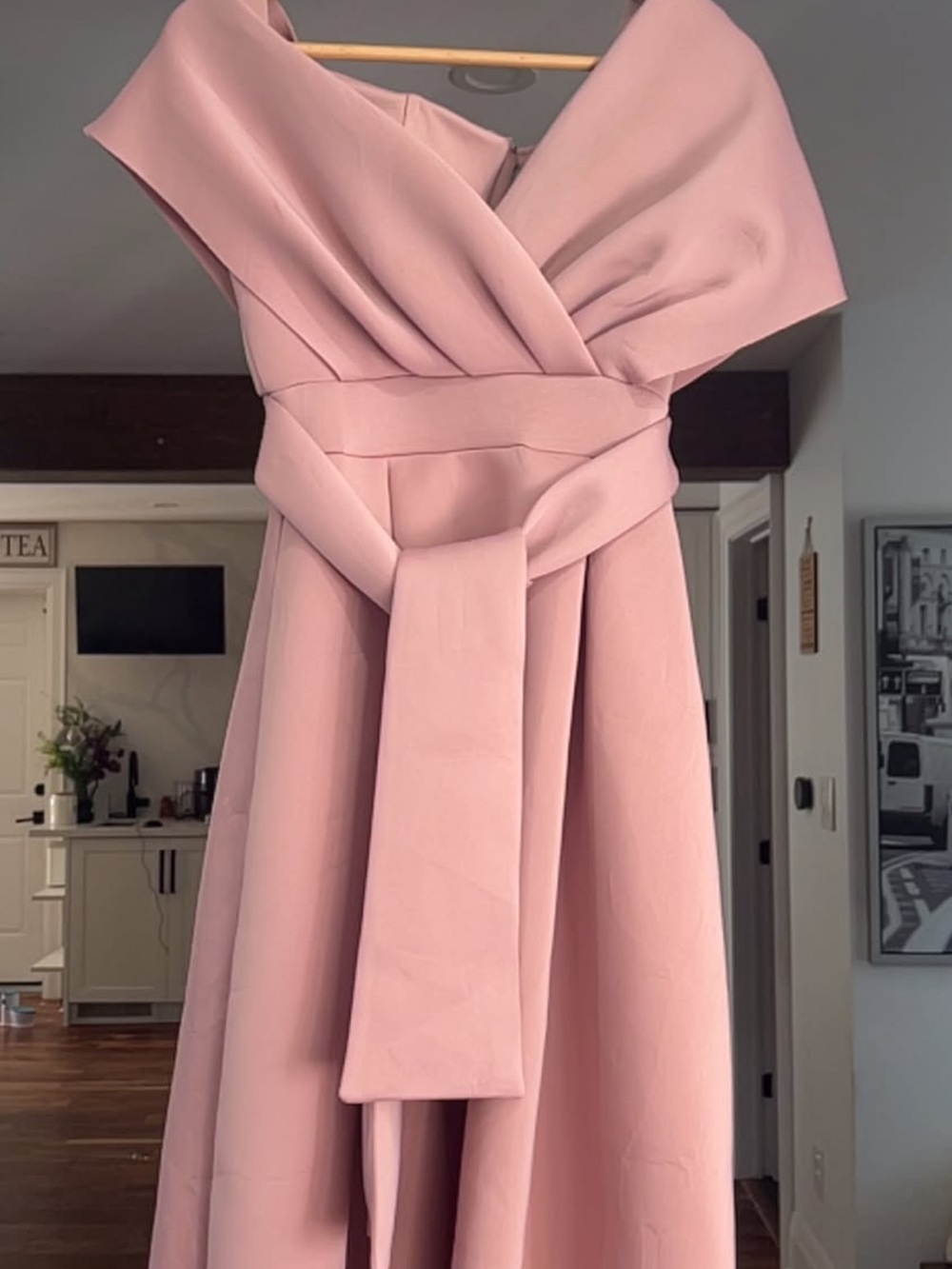 ASOS Dusty Pink One-Shoulder Wrap Maxi Dress
